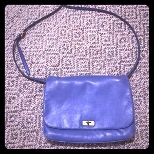 J. Crew blue leather crossbody flap bag